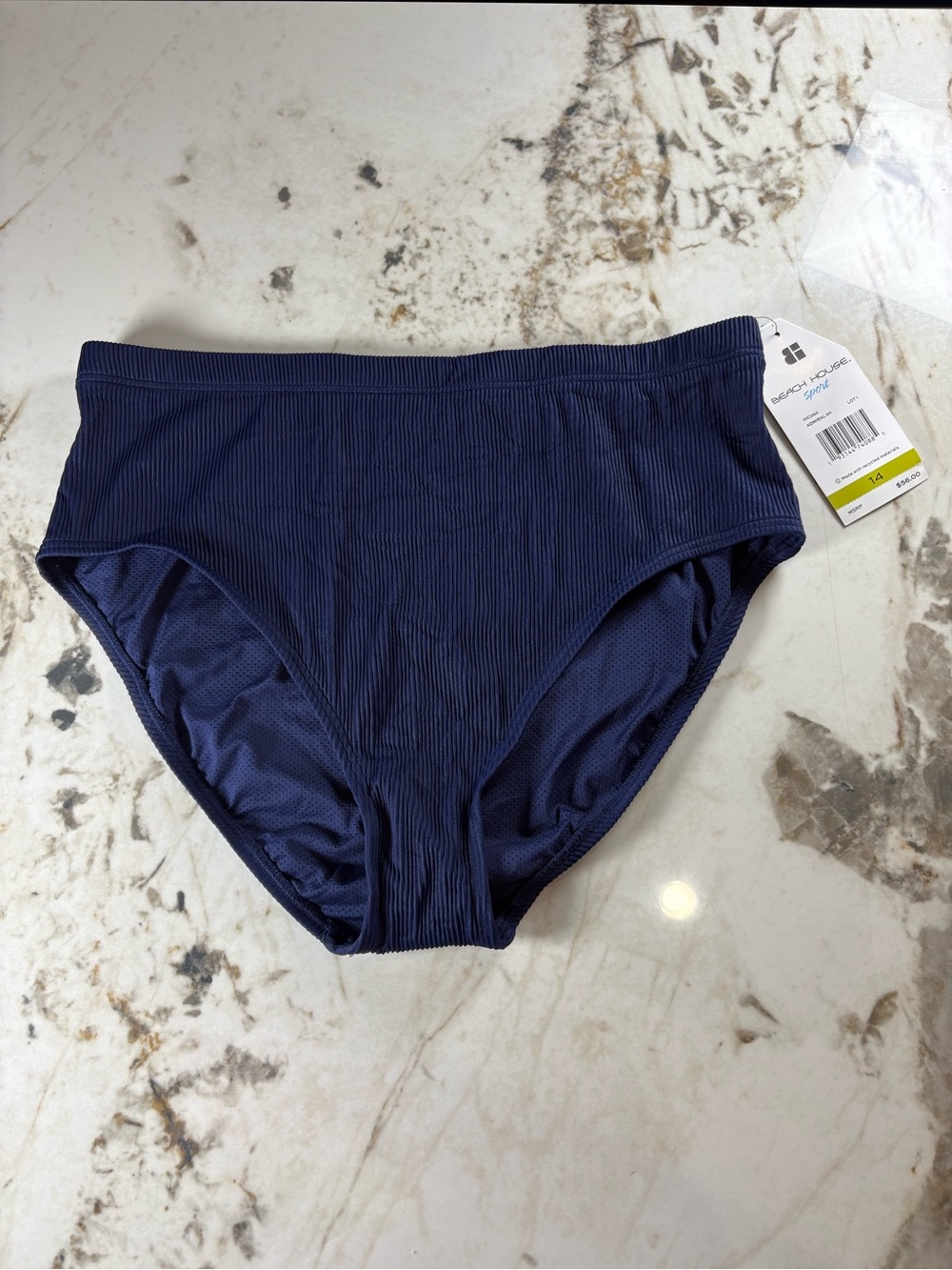 Beach House High-Waist Ribbed Navy Women's Shorts